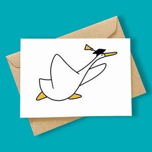 Graduation Duck Greeting Card Hand Drawn Whimsical