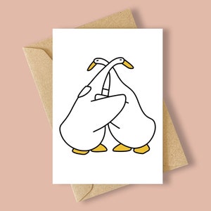 Comfort Ducks Sympathy Greeting Card Hand Drawn Whimsical