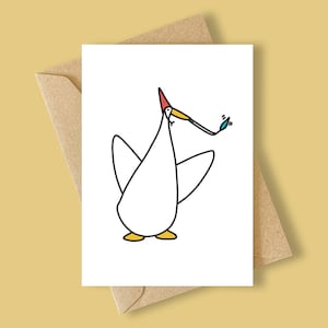 Party Duck Cute Happy Birthday Greeting Card Hand Drawn Whimsical Celebration