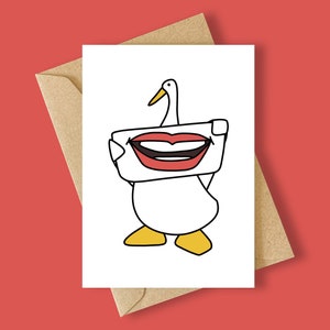 Smile Duck Greeting Card Hand Drawn Whimsical