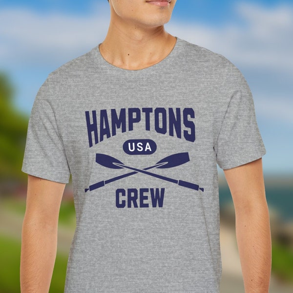 Hamptons Crew T-Shirt: Vintage Heather Gray Nautical Tee for American New York Summer Vibes