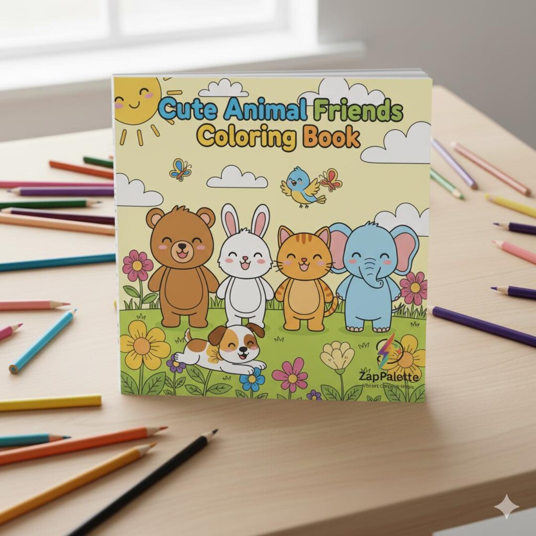 Cute Animal Friends Coloring Book | 50 Adorable Pages for Kids ...