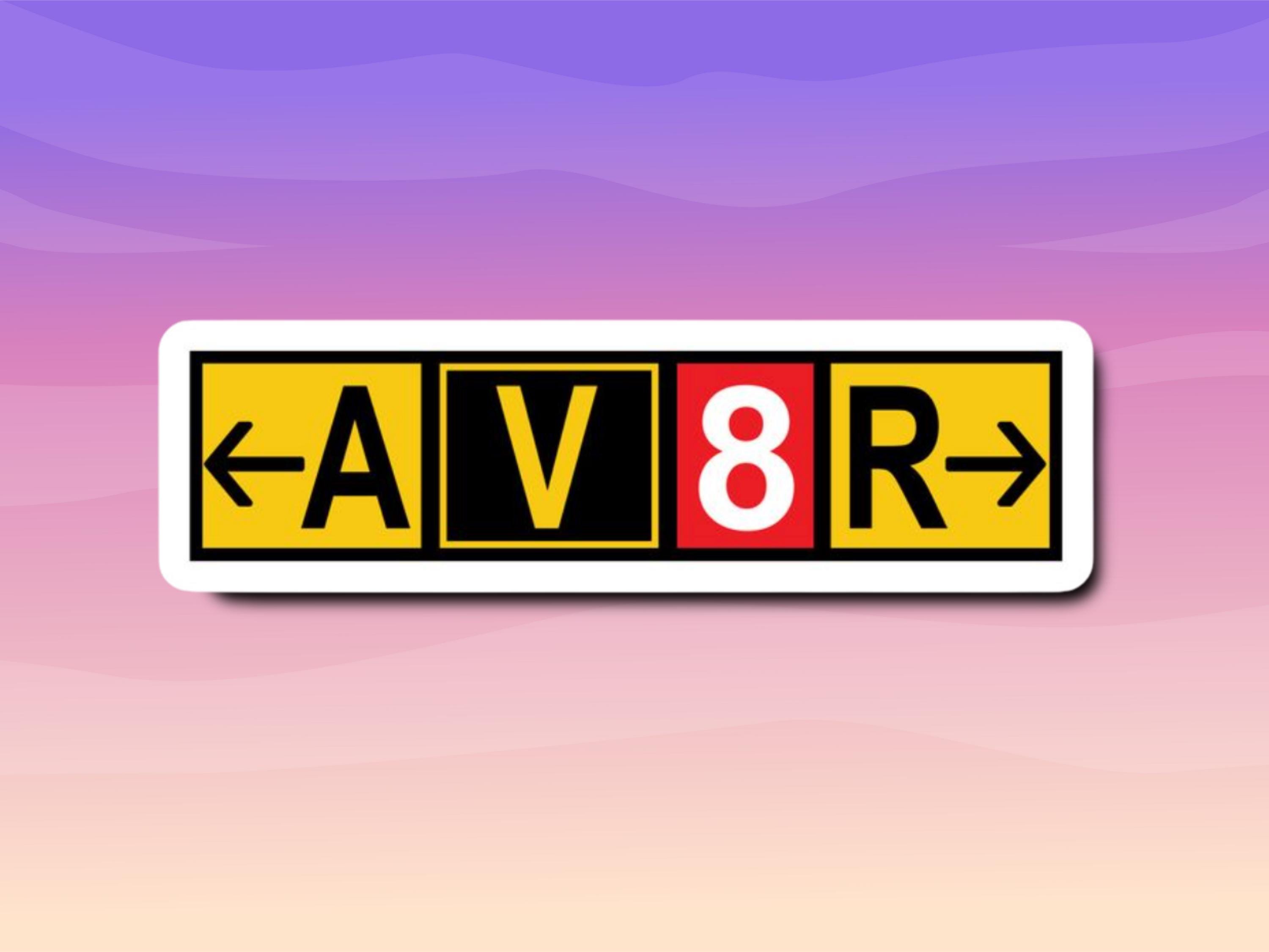 Aviator Text Sticker Aviator Airplane Taxi Sign Sticker: Glossy Aviation Vinyl Decal, Flying ...