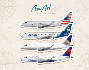 Embraer ERJ 175 Stickers: Regional Pilot, Aviation Glossy Vinyl Decal