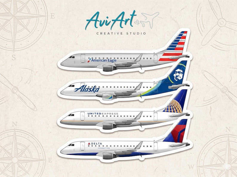 Embraer ERJ 175 Stickers: Regional Pilot, Aviation Glossy Vinyl Decal ...