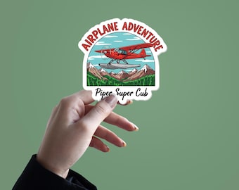 Piper Cub Airplane Sticker: Aviation Vinyl Decal, Water-Resistant