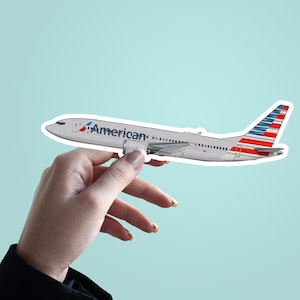 Boeing 737 Max American Airlines | Aviation Glossy Vinyl Sticker | Decal | Water-Resistant | Water Bottle Sticker | Laptop Sticker |Fly Gift