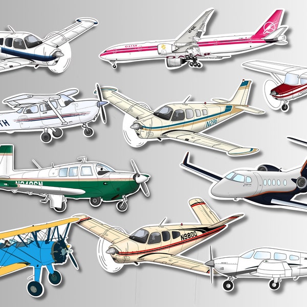 Custom Airplane Stickers - Hand drawn | Personalized Aviation | Your Plane