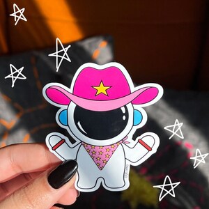 Space Cowboy Cartoon Glossy Die Cut Sticker