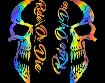 Bicycle Stickers MTB Suspension Fork – Fork Decals | MTB Sticker Set | Skull Ride or Die Design | Compatible with RockShox, Fox, SR, Suntour, Marzocchi
