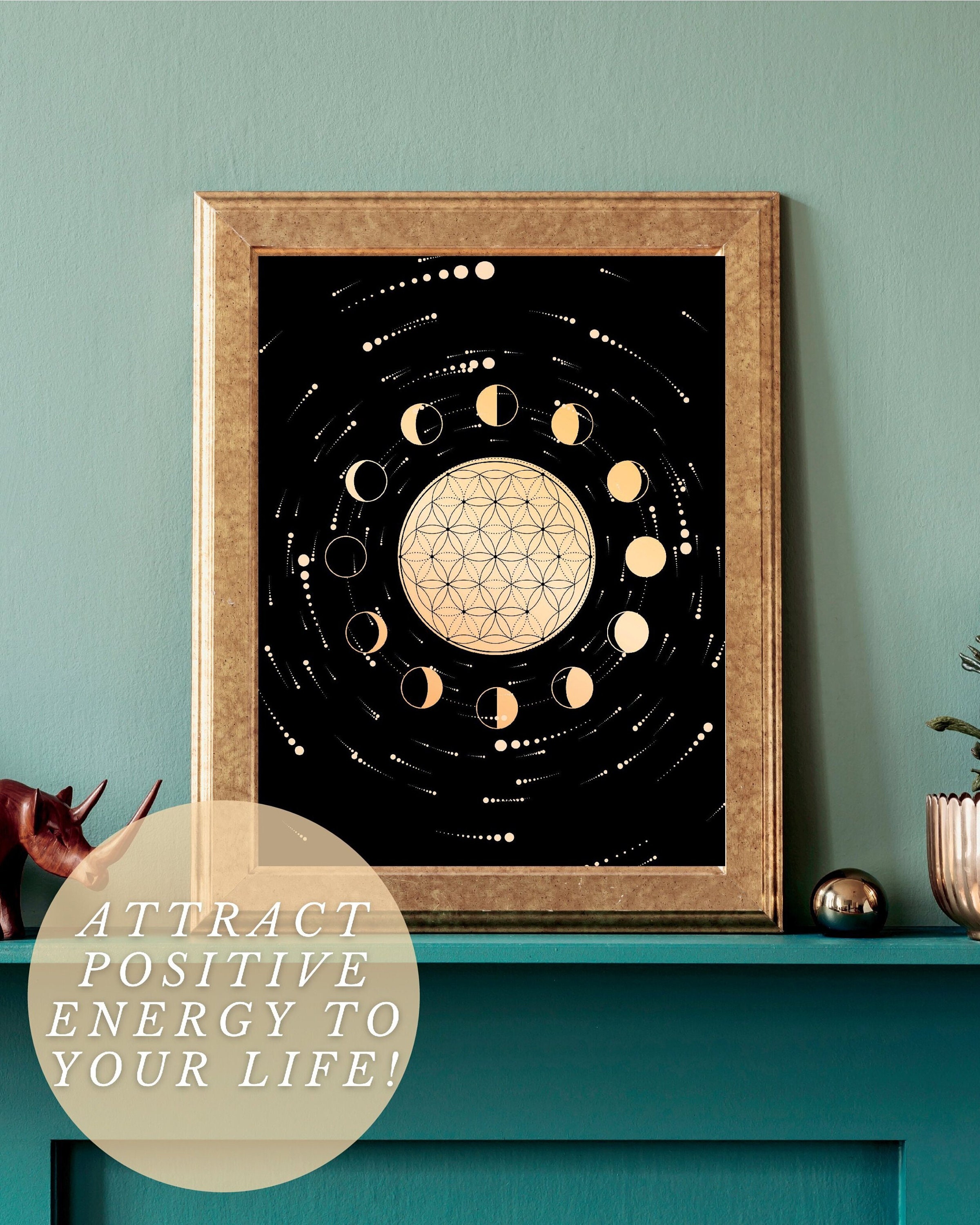 Flower of Life Printable Wall Art Set of 2, Sun and Moon Wall Art ...