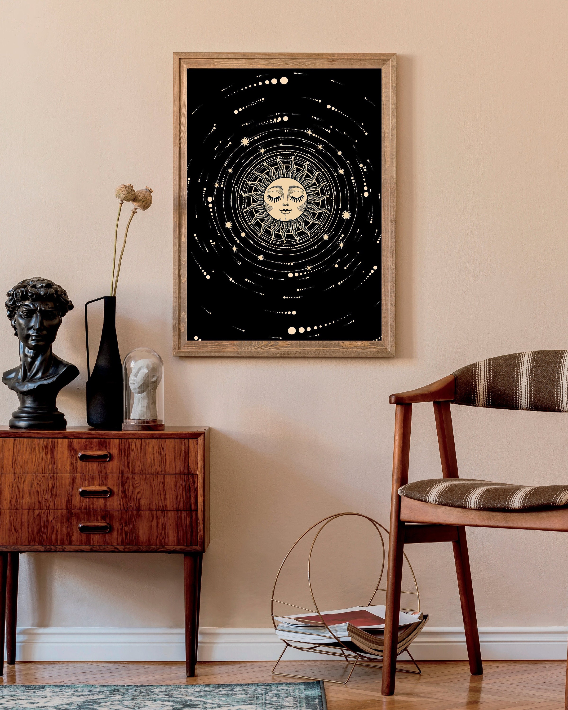 Flower of Life Printable Wall Art Set of 2, Sun and Moon Wall Art ...
