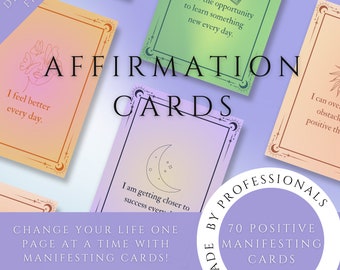 Manifesting Cards, Affirmation Cards 70 Pieces, Daily Affirmations Cards, Inspirational Cards, Affirmations Cards Deck, Manifesting Prints