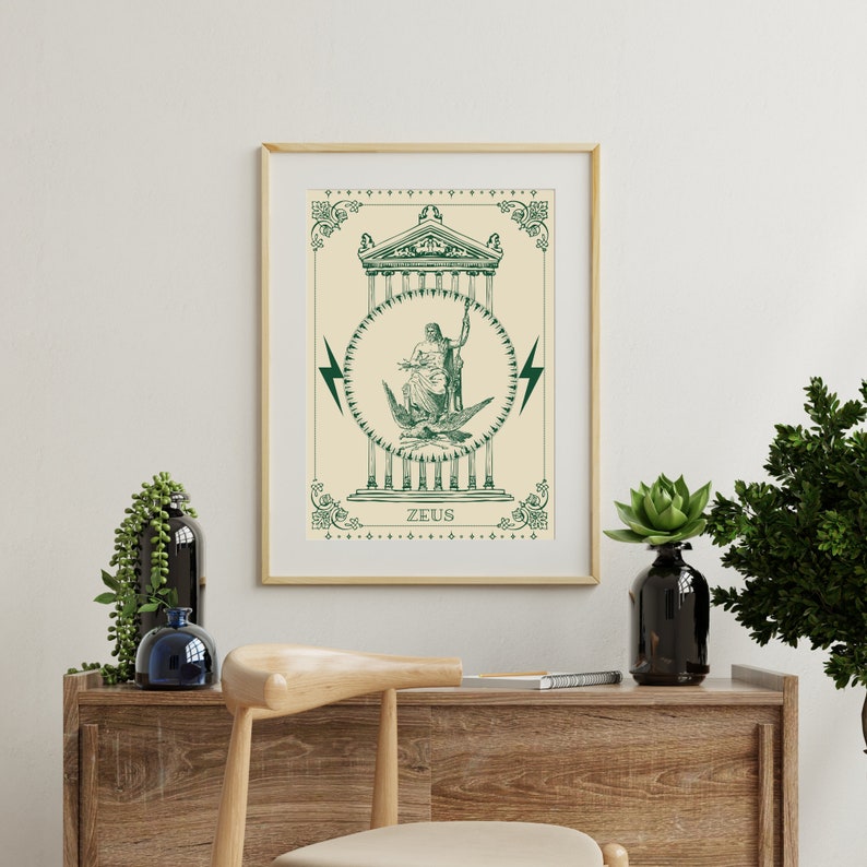 Ancient Greek Mythology Wall Art Zeus, Athena and Medusa Printable