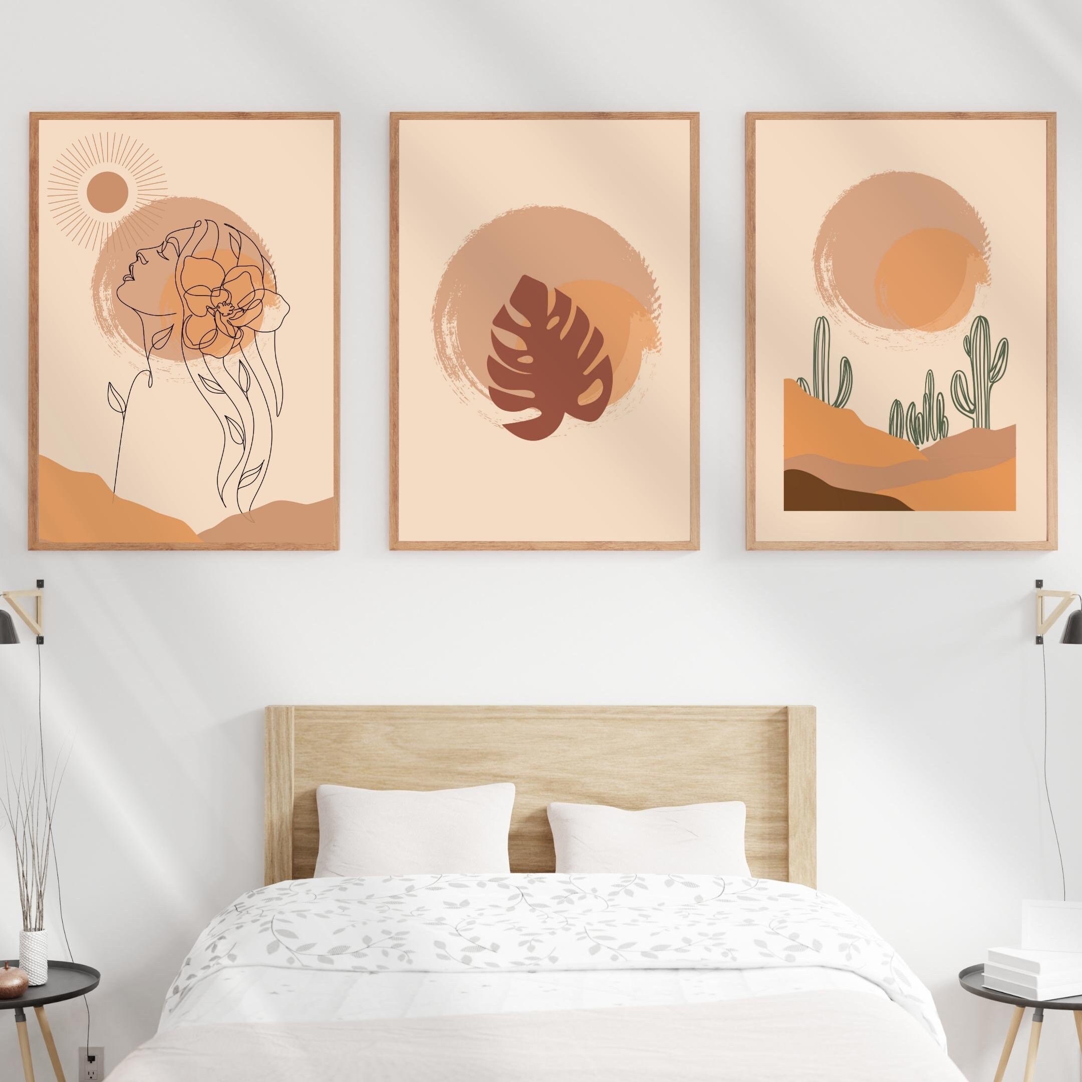 Mid Century Art Prints Set of 3, Neutral Modern Wall Art Decor, Woman ...