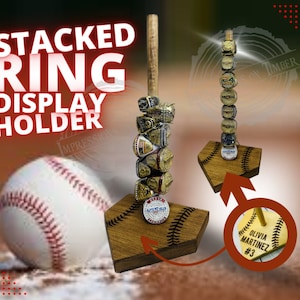 Baseball-Softball Home plate or Football Stacked Ring Holder, Championship Ring Holder, Tournament Ring Holder, Personalized