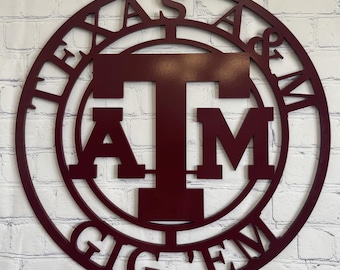 TAMU Gig 'Em - ATM Metal Sign Aggies Whoop