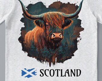 Scottish Highland Cow TShirt, Highland Cow Graphic Tee, Unisex Scotland Tshirt, Highland Cow Gift