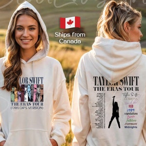 Eras Tour Canada Hoodie 2 Sided Taylor's Version, North American Concerts Swiftie Hoodie, Pullover, Tshirt, Crewneck Sweatshirt, Merch image 1