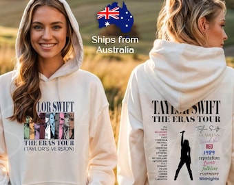 Eras Tour Australia Hoodie 2 Sided Taylor's Version, International Concerts Swiftie Hoodie, Pullover, Tshirt, Crewneck Sweatshirt, Merch