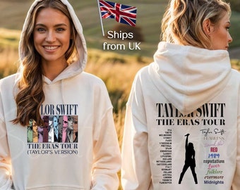 Eras Tour Hoodie UK 2 Sided, International Concerts Swiftie Hoodie, Pullover, Tshirt, Crewneck Sweatshirt, Merch, Youth Kids