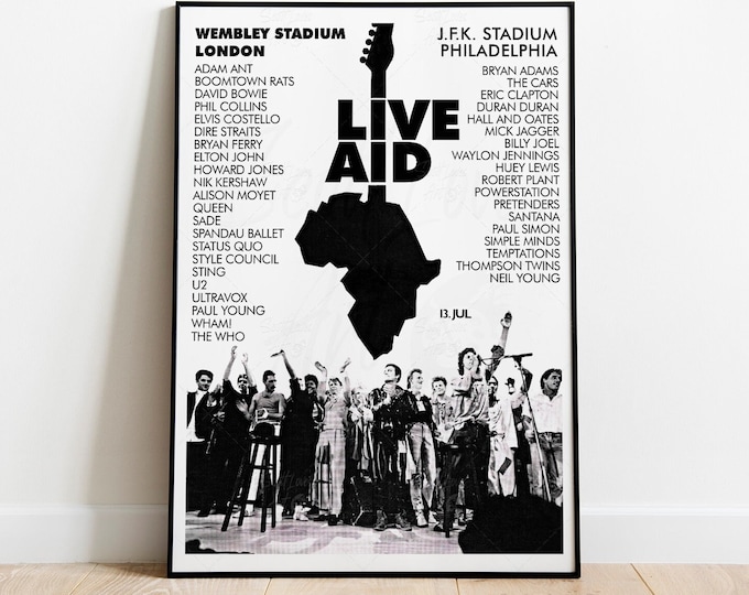 Live Aid Framed Concert Poster Queen Black Sabbath David Bowie Etsy