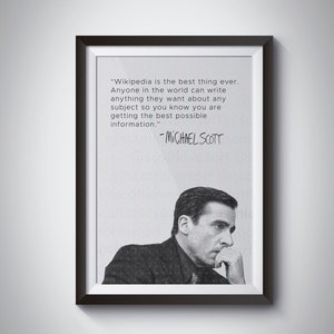 The Office Poster Hand Sketched Art Michael Scott Quote Poster, Wikipedia Quote Poster Print