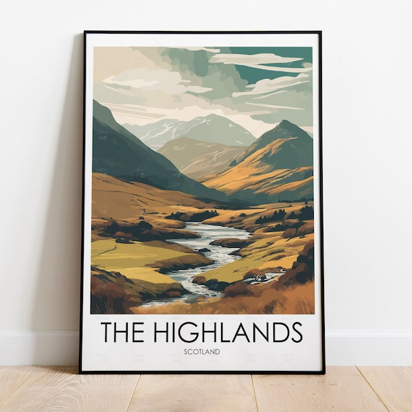 Poster Highlands, poster Highlands écossais, impression voyage Highlands, art mural, décoration d'intérieur, cadeau voyage Ecosse