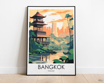 Bangkok Poster, Bangkok Travel Print, Bangkok Wall Art, Home Decor, Thailand Travel Gift