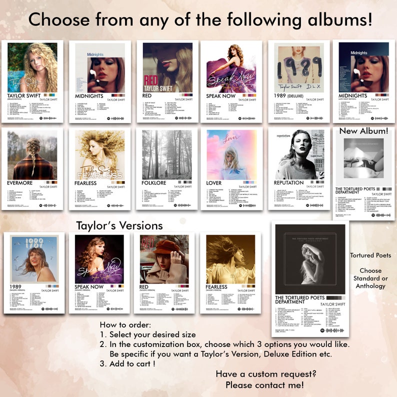 Taylor Posters Prints x3 Any 3 Taylor Album Covers, Wall Posters, Album Posters For Bedroom, Minimalist Print, Posters image 3