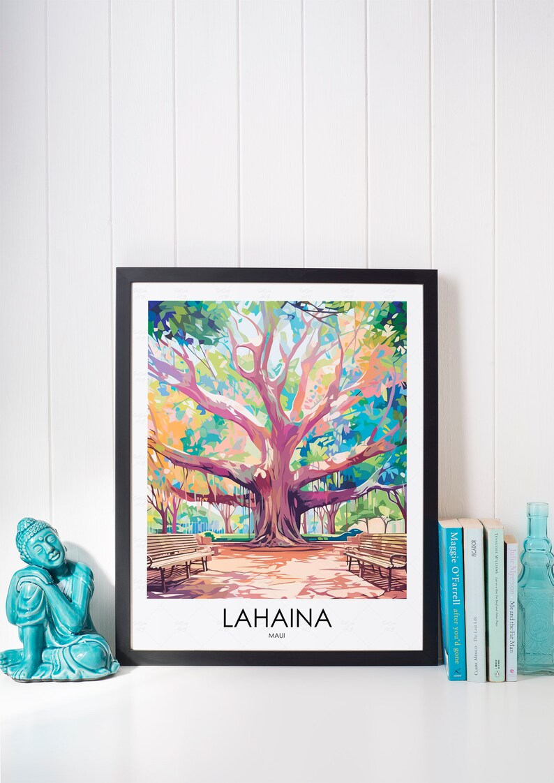Lahaina Poster Print Lahaina Banyan Tree Lahaina Maui Poster Etsy