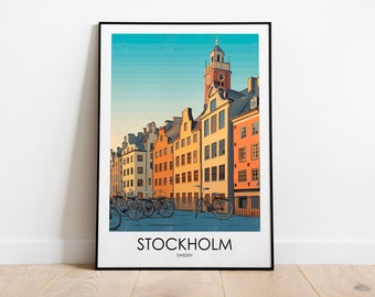 Stockholm Poster, Travel Print, Wall Art, Home Decor, Sweden Travel Gift