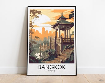 Bangkok Poster, Bangkok Travel Print, Wall Art, Home Decor, Thailand Travel Gift