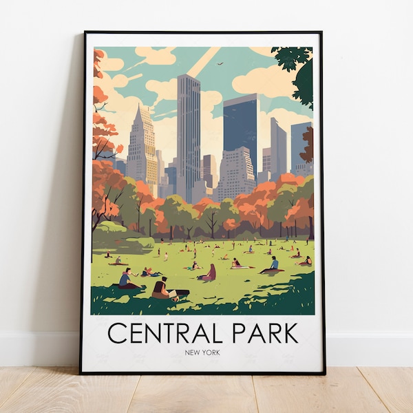 Poster di Central Park Poster di viaggio di Central Park Poster di viaggio di New York Stampa di Central Park Wall Art Regalo di viaggio di Central Park per la decorazione della casa