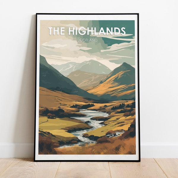 Highlands Poster, Scottish Highlands Poster, Highlands Travel Print, Wall Art, Home Decor, Scotland Travel Gift