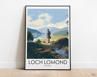 Loch Lomond Poster Loch Lomond Travel Poster Print Scotland Travel Print  Loch Lomond Wall Art Scotland Home Decor Scotland Travel Poster