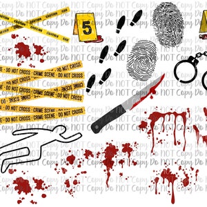 真実の犯罪バンドル クリップアート パッケージ 昇華デジタル デザイン、PNG、真実の犯罪、殺人、テッド、ジェフリー、血