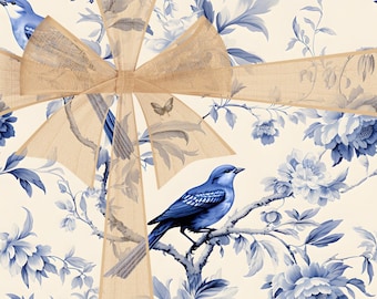 French toile Gift Wrapping Papers, Blue Chinoiserie Wrapping paper, Christmas wrapping paper, eco-friendly luxury gift wrap