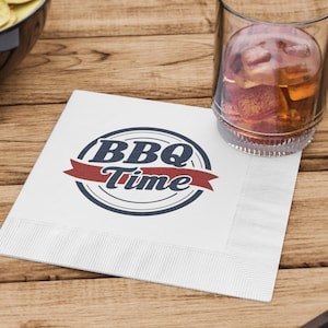 BBQ Time Printed Napkins - Perfect for Cookouts, Summer Backyard Parties, and Family Gatherings, Disposable Dinner Napkins, BBQ Supplies