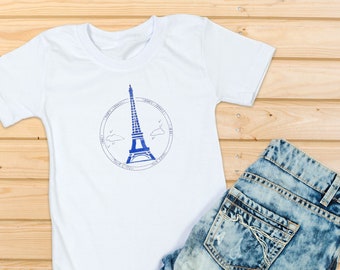 Paris shirt, vintage Eiffel tower design, unisex, for women and men. France vacation gift, Paris white -shirt, French tshirt, Paris tee