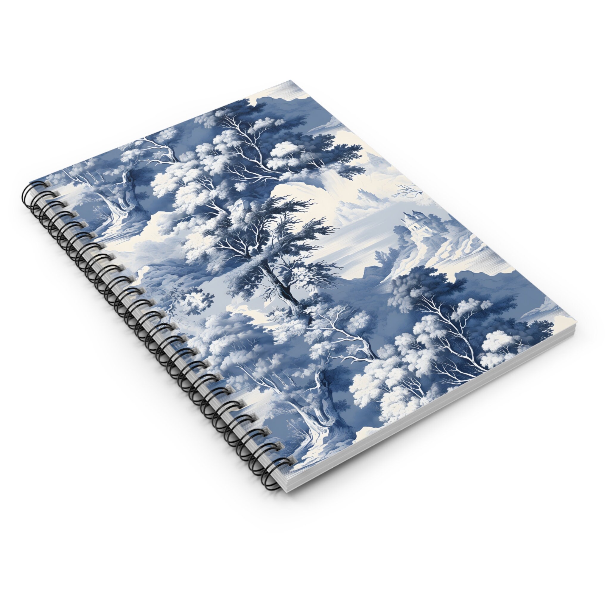 Romantic Toile De Jouy Notebook, Blue Chinoiserie Notebook, Spiral ...