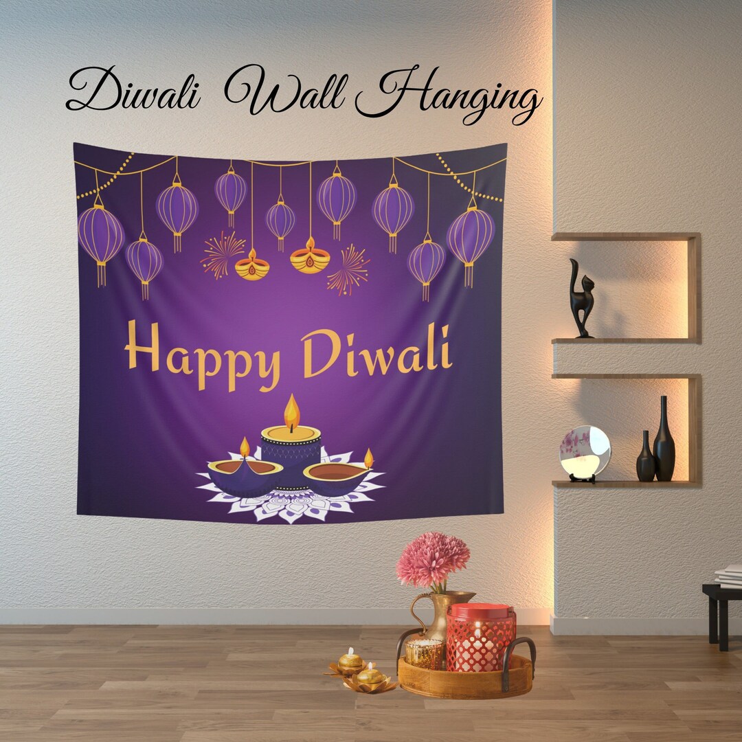 Happy Diwali Wall Tapestries Diwali Home Decor Diwali Wall Etsy