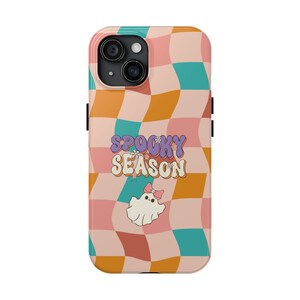 Halloween Tough Phone Cases, Spooky season gift, kawai phone case, cute Apple phone case, kawaii girly phone case, checkered phone case
