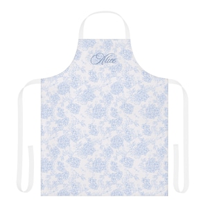 Delantal personalizado de hortensias azules, delantal personalizado con nombre, regalo para mamá, delantal floral azul, regalo para abuela con estilo costero, delantal estilo cottagecore, guantes de cocina Apron only