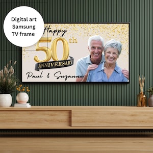 Personalized Anniversary Samsung TV Art, Custom Digital Banner, Frame TV 50th Anniversary Sign, Wedding Anniversary Party Decor, banner