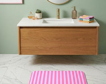Tappetino da bagno a righe rosa, decorazione per il bagno Dopamine, tappeto da bagno moderno e colorato