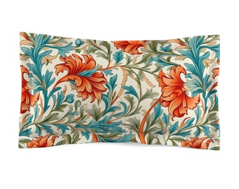 William Morris Floral Pillow Sham, Orange  Toile de Jouy Pillow Sham, Red Chinoiserie bedding