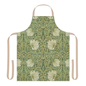 William Morris Pimpernel Apron, Sage Green Victorian Botanical Cooking Apron, Mother's Day Kitchen Gift