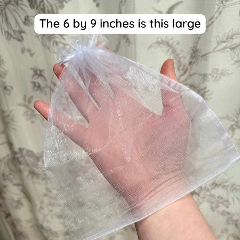 White Organza Favor Bags Bulk 50 100 150 Pack – 4x6 or 6x9 Inch Sheer Drawstring Sachets – Wedding Birthday Bags 6x9 inches