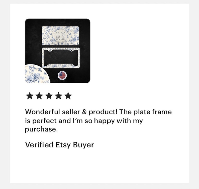 Black Floral Toile License Plate Frame: Chinoiserie Car Accessory image 10